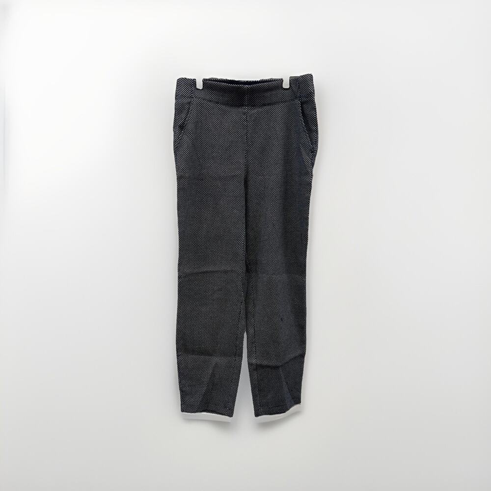 Max Studio Pull On Dress Pants Stretchy Navy White Polka Dots Size Medium